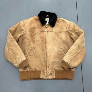 Vintage Y2K Carhartt Santa Fe faded brown tan workwear heavyweight jacket J14 BR